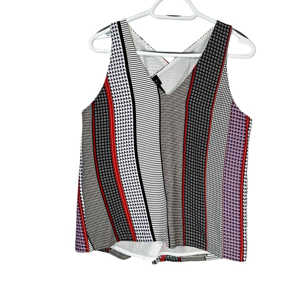 Press Womens Striped Multicolor Criss Cross Back Women's Top Size Small Resort